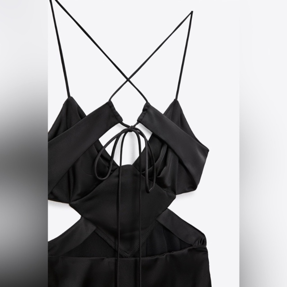 ZARA SATIN DRESS WITH CUT-OUT DETAIL - Picture 6 of 6